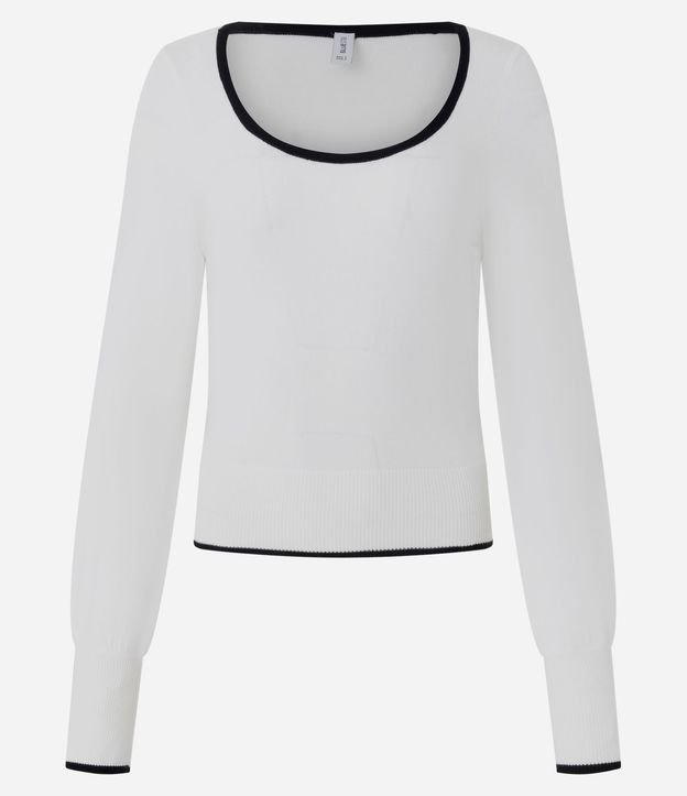 Blusa Femenina en Tricot con Escote Cuadrado y Detalle Contrastante