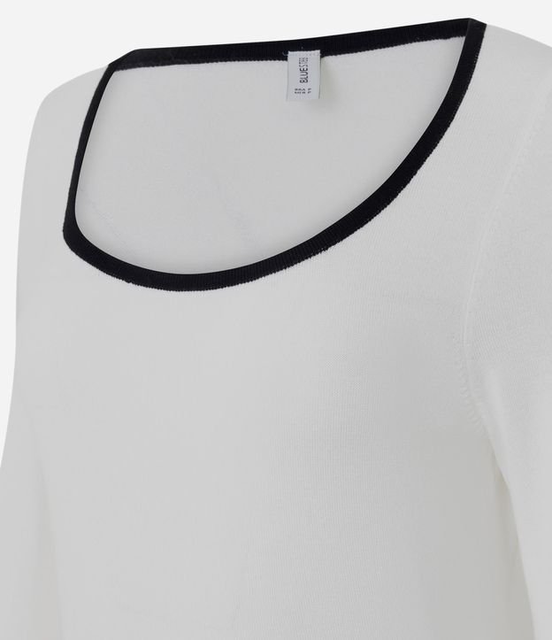 Blusa Femenina en Tricot con Escote Cuadrado y Detalle Contrastante 2