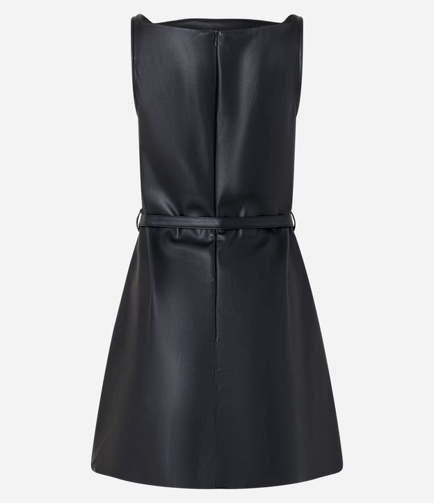 Vestido Corto en PU con Cinturón de Hebilla Diferenciada 7