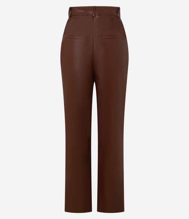Pantalón Recto Cintura Alta en PU con Cintura Sastre 7