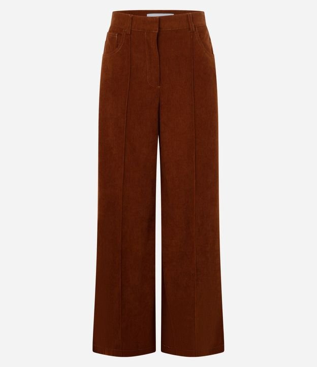 Pantalón Pantalona en Terciopelo Cotelê con Friso Delantero