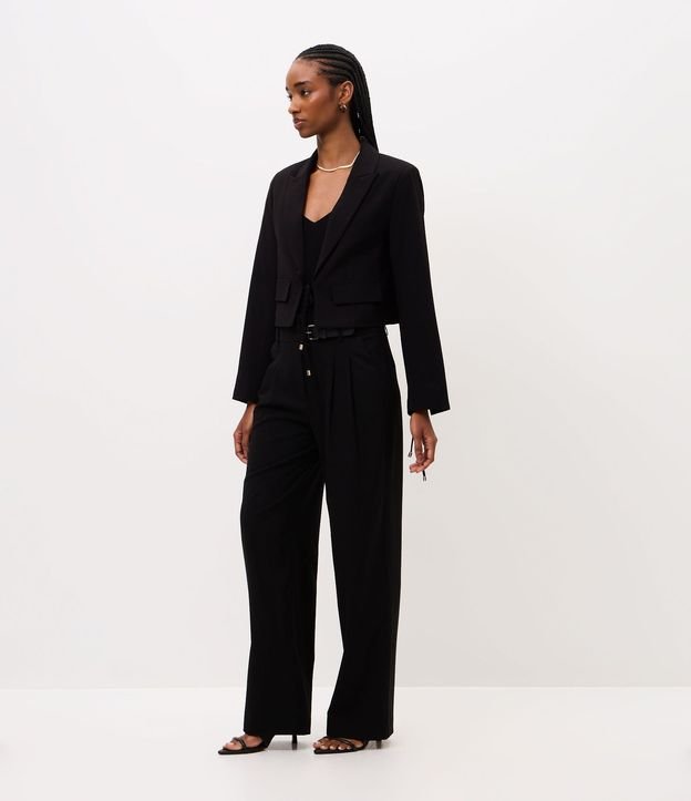 Pantalón Wide Leg Sastrería con Cinturón en PU 2