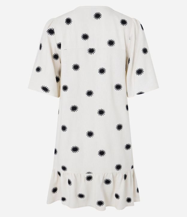 Vestido Evasê Corto en Viscolino con Bordado Sol 6