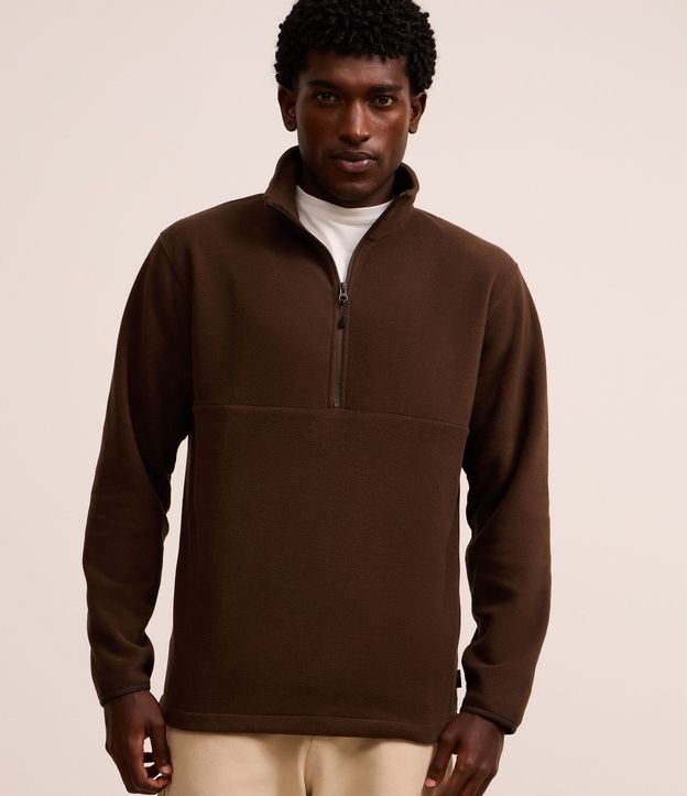 Saco en Fleece con Cuello Alto y Cremallera 3