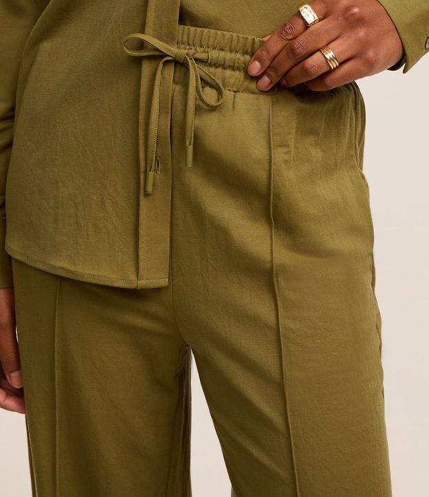 Pantalón Recto de Tiro Alto en Piquet con Cintura Elástica 5