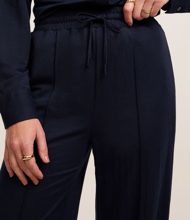 Pantalón Recto de Tiro Alto en Piquet con Cintura Elástica 4
