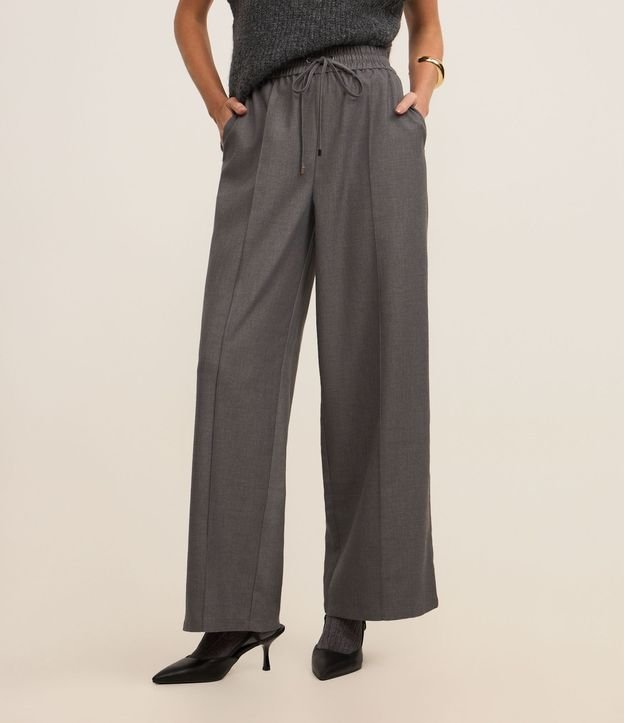 Pantalón Recto en Sastrería con Cintura Elástica y Lazo 3