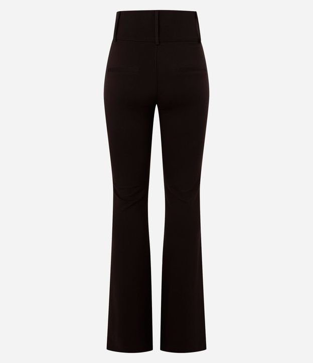 Pantalón Flare Básica en Punto Roma con Botones y Cintura Ancha 10