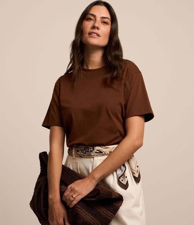 Remera en Algodón con Cuello Redondo