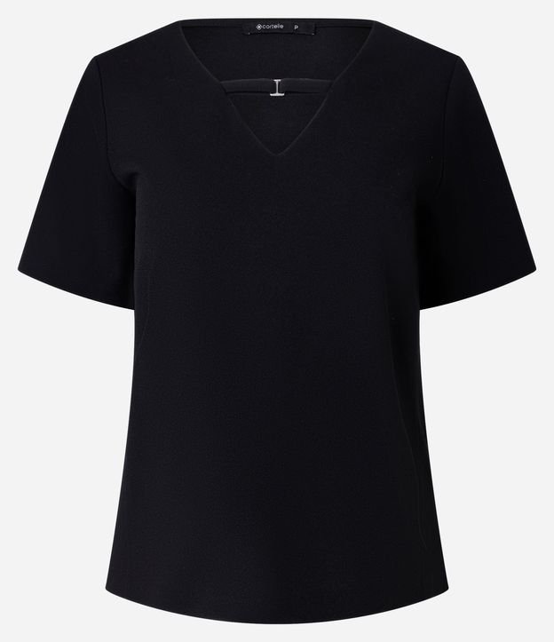 Blusa en Crepé con Hebilla en el Cuello V