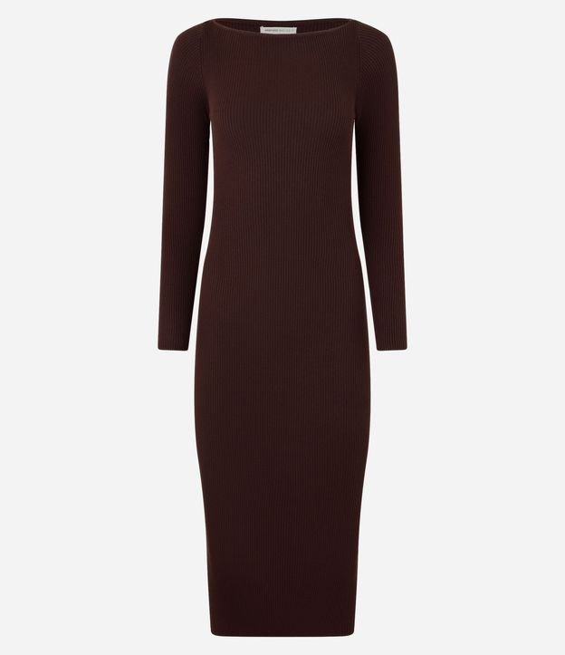 Vestido Midi de Punto Ajustado y con Cuello Barco 7
