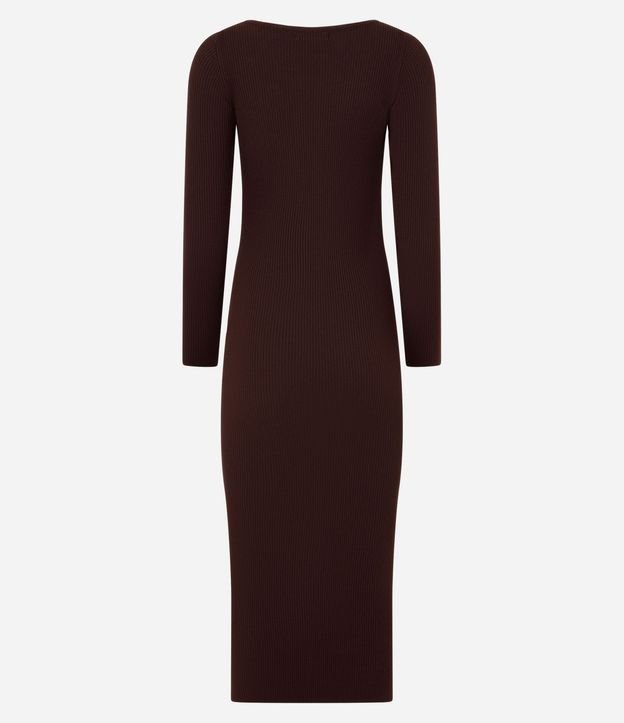 Vestido Midi de Punto Ajustado y con Cuello Barco 10