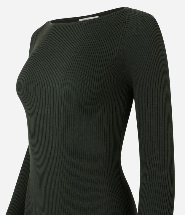 Vestido Midi de Punto Ajustado y con Cuello Barco 9