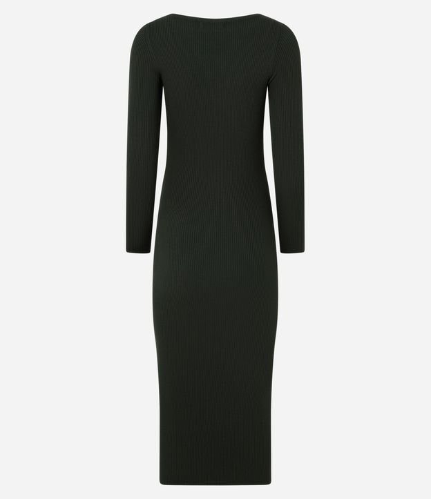 Vestido Midi de Punto Ajustado y con Cuello Barco 10