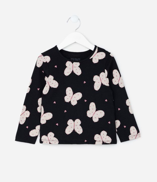 Blusa Infantil con Estampa de Mariposas - Talle 1 a 6 años