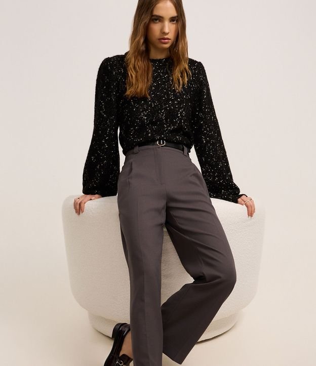Pantalón Wide Leg Sastrería con Pliegues y Cinturón con Hebilla 5
