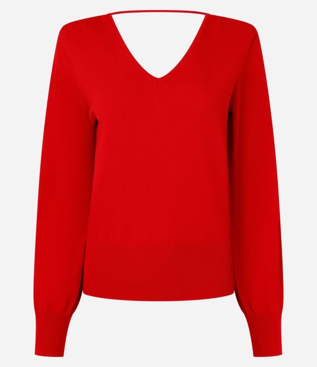 Blusa en Punto con Escote V y Hombrera 7