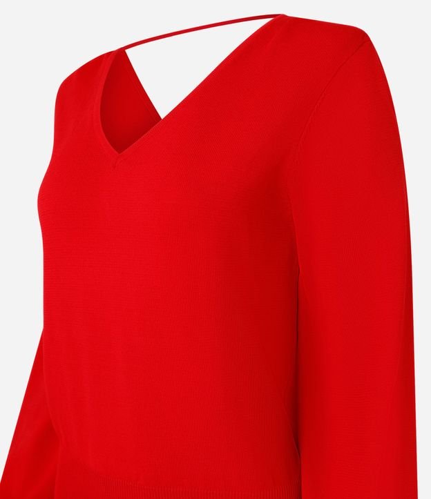 Blusa en Punto con Escote V y Hombrera 8