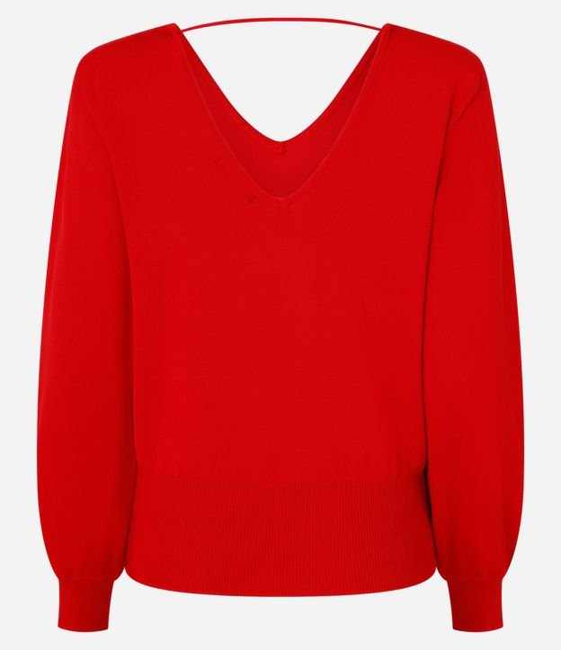 Blusa en Punto con Escote V y Hombrera 9