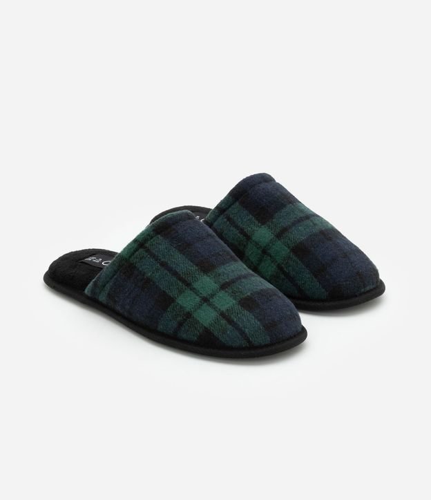 Pantufla Ojota en Franela de Cuadros 2