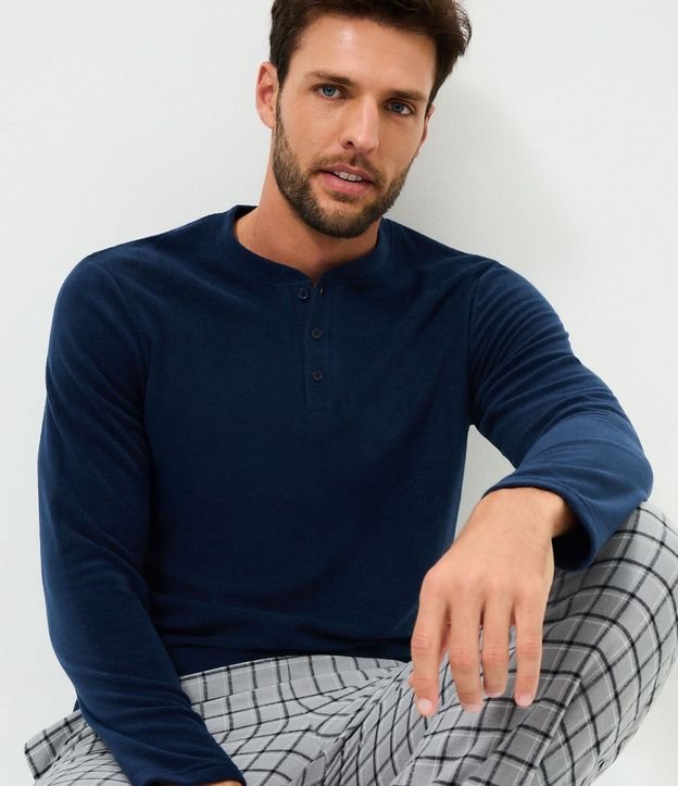 Camisa de Pijama en Plush con Botones