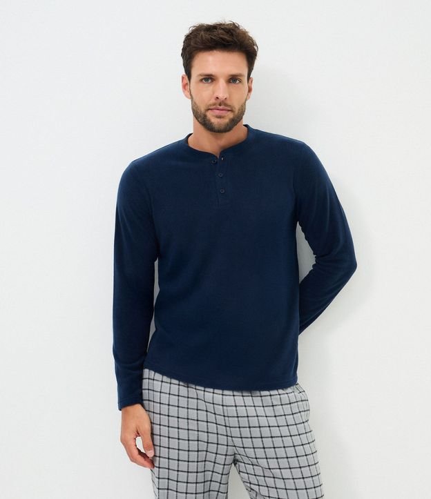 Camisa de Pijama en Plush con Botones 3