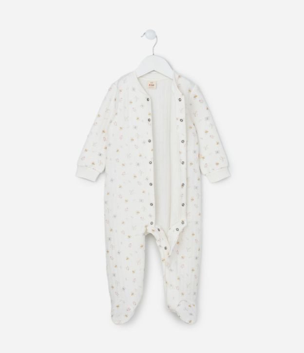 Mono Infantil con Textura Capitoneada y Estampa Floral - Talle 0 a 18 meses 2