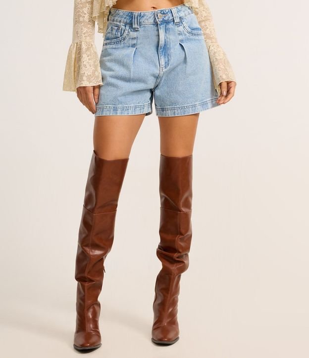 Short Baggy Jeans con Cintura Interno Vichy 4