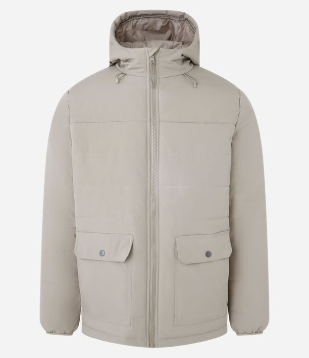 Campera Puffer con Capucha y Bolsillos Cargo