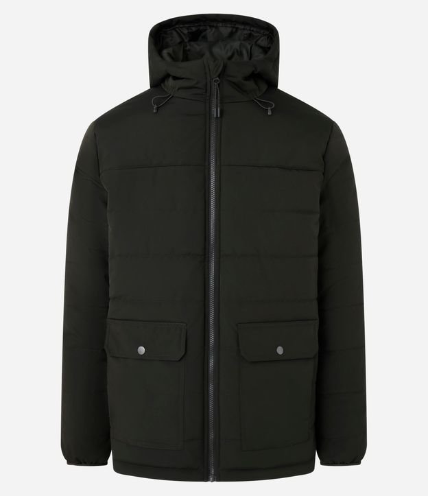 Campera Puffer con Capucha y Bolsillos Cargo 4