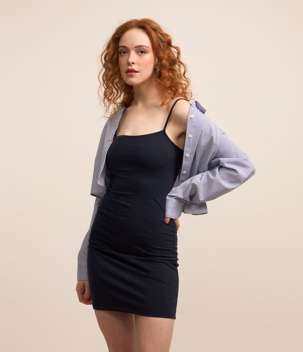 Vestido Corto en Algodón con Breteles Finos