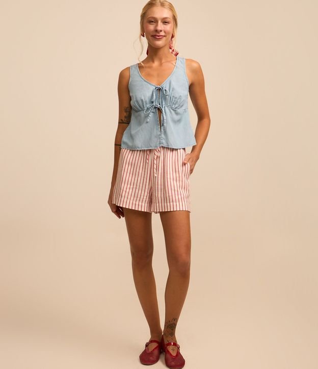 Blusa en Jeans con Recorte y Lacitos 2