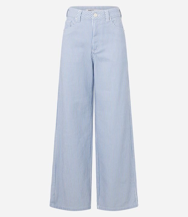 Pantalón Wide Leg Tiro Alto en Sarga con Rayas 6