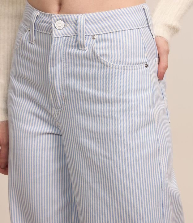 Pantalón Wide Leg Tiro Alto en Sarga con Rayas 5