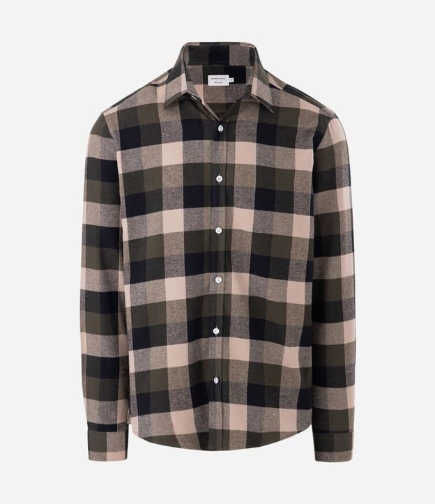 Camisa Comfort en Algodón con Estampado de Cuadros y Mangas Largas 5