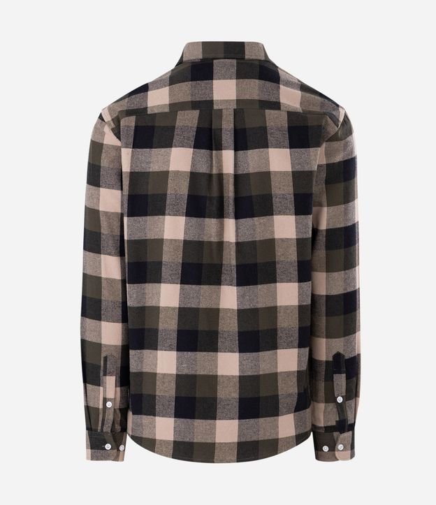 Camisa Comfort en Algodón con Estampado de Cuadros y Mangas Largas 6