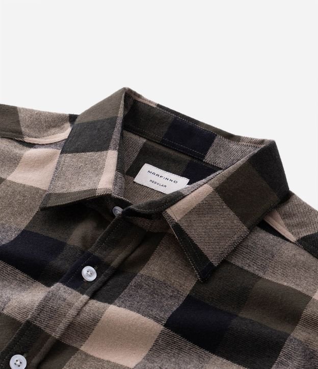 Camisa Comfort en Algodón con Estampado de Cuadros y Mangas Largas 9