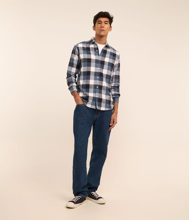 Camisa Comfort en Algodón con Estampado de Cuadros y Mangas Largas 2