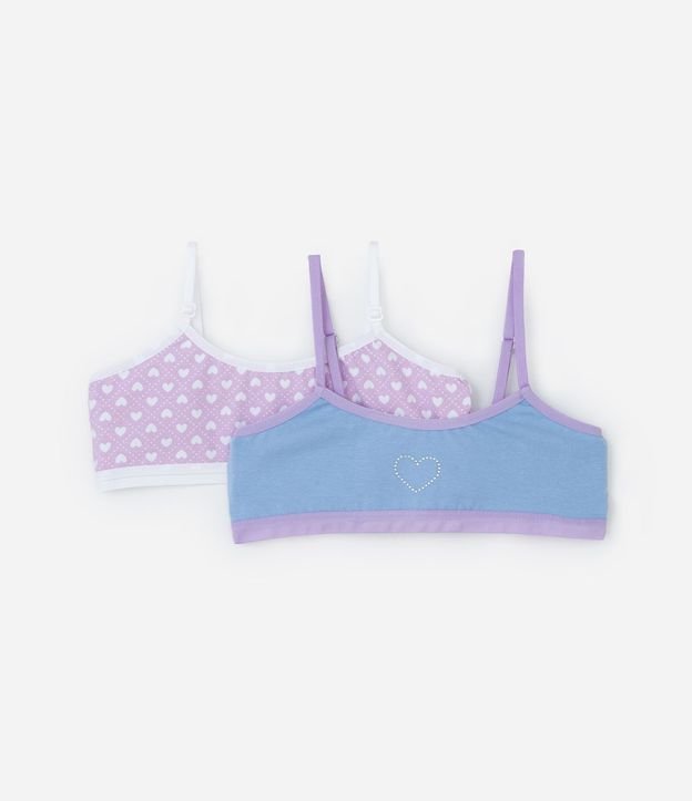 Kit 02 Sutienes Infantiles sin Copa sin Aro con Corazones - Talle 10 a 14 años