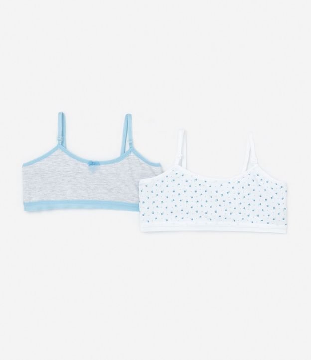 Kit 02 Sutiãs Infantiles Sin Copa Sin Aro con Estampa Floral - Talle 10 a 14 años
