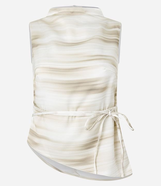 Blusa Satinada Sin Manga con Estampa Abstrada 5