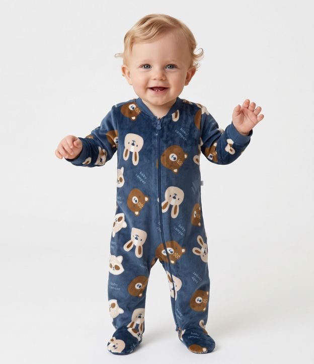 Mono Infantil en Plush con Osos y Conejos - Talle 0 a 24 meses 2