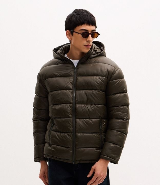 Campera Puffer en Poliamida con Gajos y Forro de Sherpa