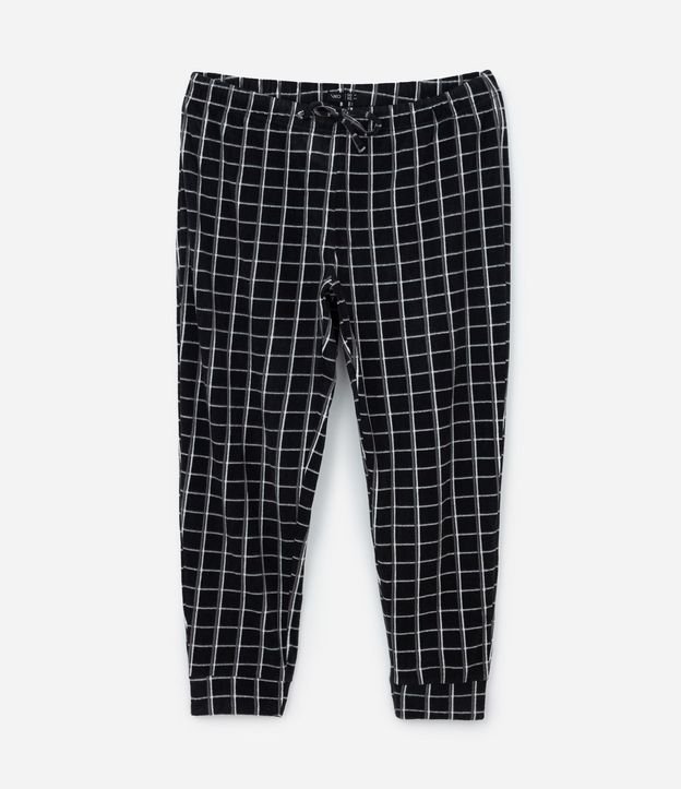 Pantalón de Pijama en Plush con Estampa de Cuadros 1