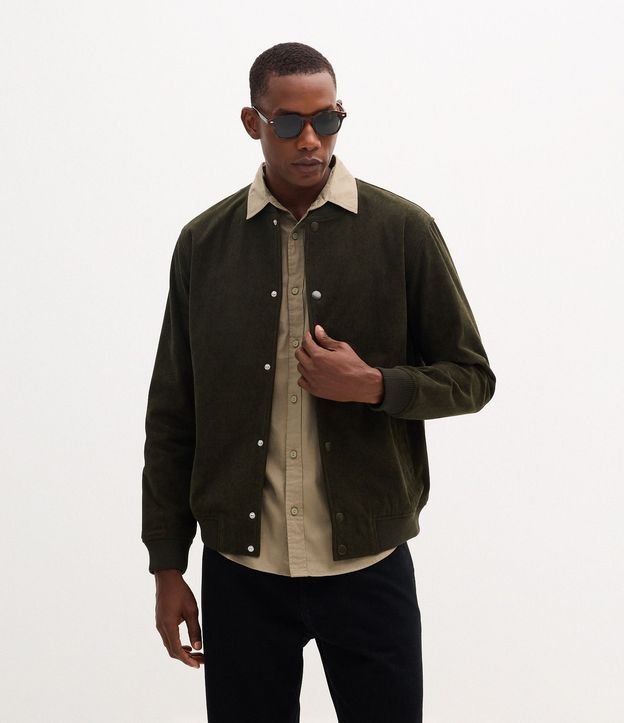 Campera Bomber en Terciopelo con Botones Forrados