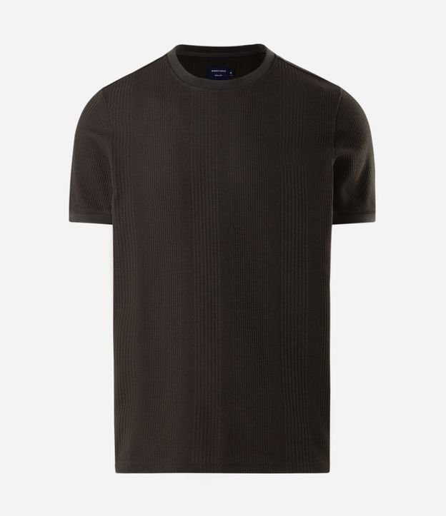 Remera Regular con Cuello Redondo y Textura Vertical
