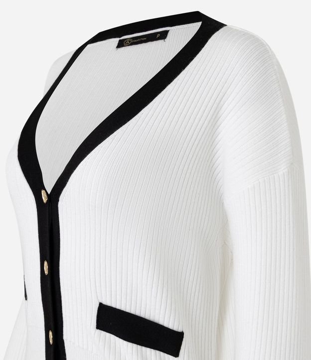 Cardigan en Punto con Botones de Metal y Bolsillo Fake Contrastantes 6