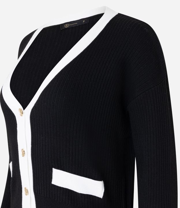 Cardigan en Punto con Botones de Metal y Bolsillo Fake Contrastantes 8