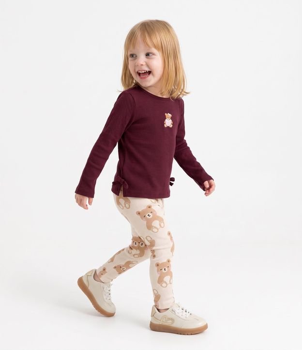 Pantalón Legging Infantil Acanalada con Estampa Osos - Talle 1 a 6 años 2