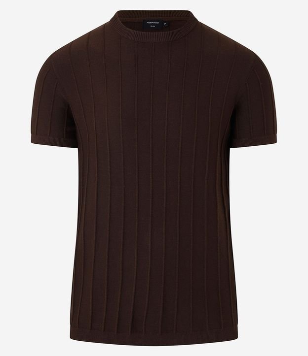 Remera Slim en Viscosa con Textura de Rayas y Manga Corta 5